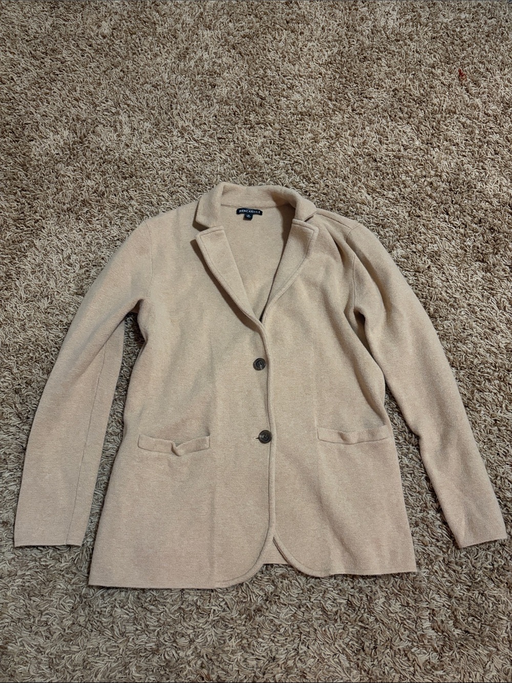 Women's J Crew Mercantile Cream Tailored Knit Blazer size Med